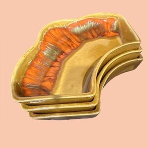 Artisan Ceramic Wave Plates - Orange and Tan